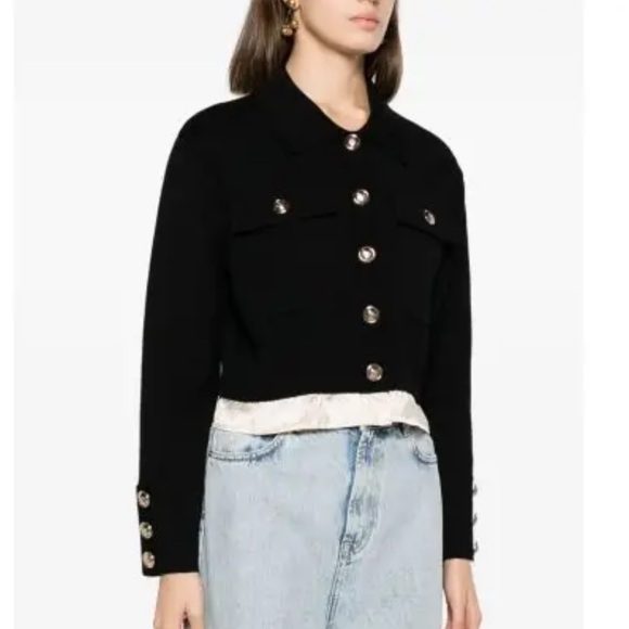 New Season SANDRO Haylo Layered Look Cardigan contrast hem size 36 - Picture 2 of 8